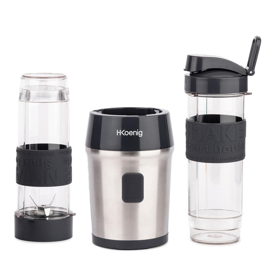 H.Koenig Smoothie Mixer 300 Watt, BPA-frei mit 2 Flaschen