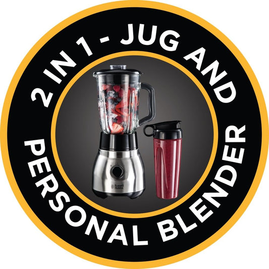 Russell Hobbs Standmixer Edelstahl, 1,5L Glas & Mini Smoothie Maker