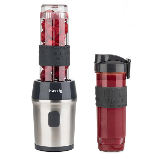 H.Koenig Smoothie Mixer 300 Watt, BPA-frei mit 2 Flaschen